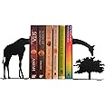 HeavenlyKraft Decorative Giraffe Animal Metal Bookends for Shelf, Table, Home Decor, Office