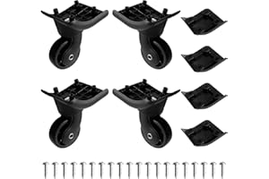 CAUTIOUS Maleta Con Ruedas Giratorias de Repuesto Para Trolley Samsonite - 2 Pares Izquierda y Derecha Con Tornillos Repair, Negro Mate, 20*20*8cm, W149