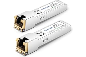 QINIYEK 1.25G SFP-T, 1000BASE-T RJ45 SFP de Cobre para Cisco GLC-T/SFP-GE-T, Ubiquiti UF-RJ45-1G, Netgear, Supermicro, hasta 100 m (Paquete de 2)