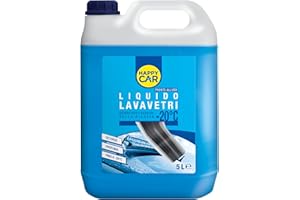 HappyCar - Liquido Lavavetri Invernale -20°C, con Incluso Il Dosatore, Detergente per Cristalli Auto, Azione Sgrassante, Rimuove Sporco e Traffic Film, Pronto all’Uso, Profumato, 5L