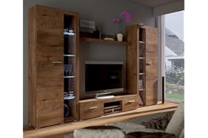 MEBLINE Wall Unit Rumba XL – Wohnwand Wohnzimmer RGB – Wohnzimmer Möbel – Wohnwand Modern – Lowboard Wohnzimmer – Wohnzimmer Schrankwand – Wohnzimmer Möbel Modern