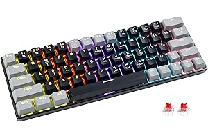 abucow Mechanical Keyboard 60% Wired RGB Hot Swappable Gaming Keyboard 61 Pudding keycaps for PC/Mac (Black-Gray)