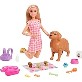 Barbie ve Hayvan Dostları Barbie ve Hayvan Dostları Oyun Seti, k&ouml;pek, 3 yavru k&ouml;pek ve aksesuarlar, 3-7 yaş HCK75