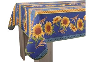 Le linge de Jules Nappe Anti-Taches Tournesol Bleu - Rectangle 150 x 240 cm