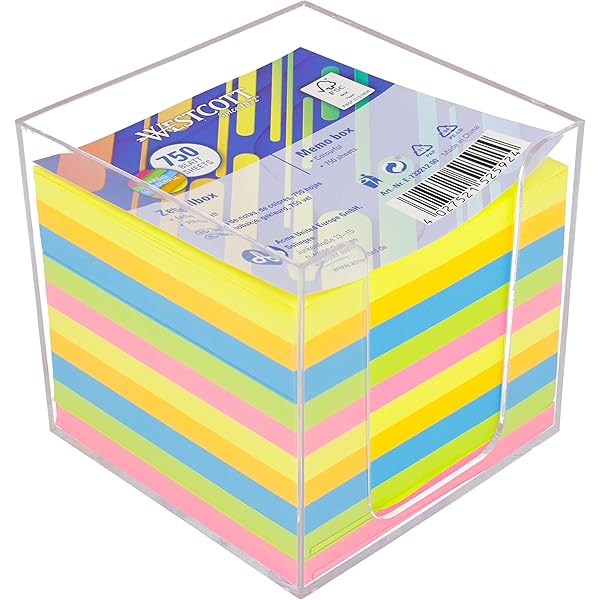 Herlitz Note Cube 800 Sheets Rainbow Coloured 9cm X 9cm X 8.5cm