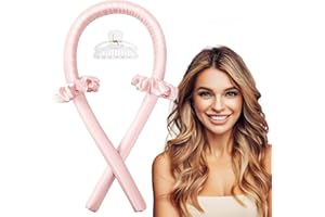 ETRSAIRL Heatless Curling Rod Headband, Heatless Hair Curler, No Heat Silk Curling Ribbon Rods with Hair Claw Clip-Curling Ribbon and DIY Hair Styling Tools for Natural Hair (Pink)