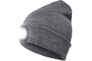 RFWIN LED Lighted Beanie Cap, USB Rechargeable 4 LED Headlamp, Unisex Knitted Hat with Light for Night Activities, Cycling, Camping, Hunting, Grilling, Running