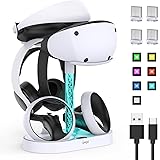 FASTSNAIL Ladestation kompatibel mit PlayStation VR2 Controller, LED Ständer für PS5 VR Headset & Sense Controller mit 10 RGB