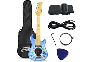 Music Alley Guitare électrique 1/4 pour enfant avec ampli intégré, sac, sangle et leçons