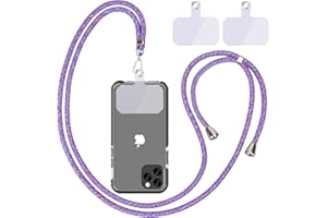 Linkbro Handykette Universal, Handy Lanyard, Universelles Handy um den Hals hängend mit Pad Handy Lanyard, verstellbar und abnehmbar. (1Lila Regenbogen)