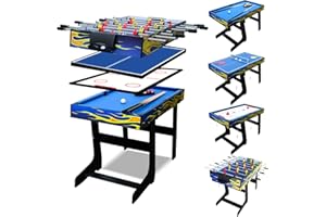 RoamReady 4-in-1 Multi Game Table, Combo Game Table w/Pool Billiards, Air Hockey, Foosball, Ping Pong for Arcade, Bars, Party, Family Night, Game Room
