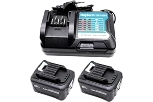 GOLEMON® 12V 2X 4,0 Ah BL1041B Akku mit Ladegerät DC10WD Für BL1016 Bl1021B BL1020B BL1040B Erset Für Makita DF031D DF0331D TD110D JR103D JR105D MP100DZ HSS01D HP332D Ladegerät (4000mAh)