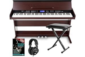 Piano digital FunKey DP-88 marrón set con auriculares, banco de piano Economy y manual