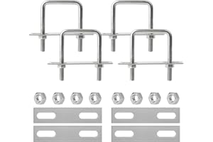 LWTSRP 4 Pezzi Bulloni a U 50 x 80mm Quadrato M8 in Acciaio Inox, Bullone Quadrato con Piastra del Telaio e Rondelle, U Bolt Acciaio Inox, per Applicazioni Automobilistiche, Domestiche, Industriali