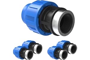 Kirchhoff Fitting Übergangsstück mit Innengewinde | Kunststoff | 32 mm x 1" | für HDPE Rohr | 5 Stück im Set | Verschiedene Größen | DVGW geprüft | Trinkwasserqualität | Made in EU, Schwarz
