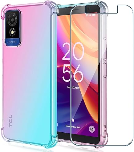 For TCL K32/K33 5G Phone Case With Screen Protector TCL K32 5G T513W Case Dual Layer Military Grade Protection With Ring Stand Slim Shockproof Rugged Corner Phone Case For TCL K33 T513V