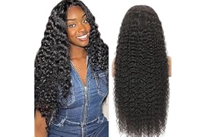 Weeybay Parrucca Donna Capelli Veri Umani Deep Wave 4X4 Human Hair Wig 150% Density #1B Black Free Part Glueless Dark Black Color Real Unprocessed Hair Parrucche 18 Inch