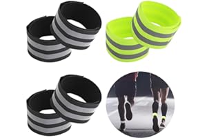 Deepton 6 Stück Hosenklammer Fahrrad, Elastisch Reflektorband, Reflektorbänder mit Klettverschluss, Hosenschutz Fahrrad mit Starken Reflektorstreifen für Radfahren Joggen