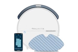 Rowenta X-Plorer Serie 60 Aspirateur robot laveur, Aspire et lave les sols, Navigation méthodique, Ultrafin, Kit allergie, Filtre haute efficacité, WiFi, App compatible assistant vocal RR7447WH