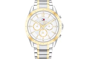 Tommy Hilfiger Damski analogowy zegarek kwarcowy z paskiem ze stali nierdzewnej 1782555, Srebrny biały, bransoletka