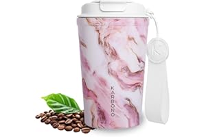 KARBONO | Vaso Termo Café para llevar 400ml - Vaso Termico Antigoteo, Acero 18/10 | 316 - Taza Termica acero inox sin BPA Hermético Antiderrames para Café Frío y Caliente, Leche y Té (Glam Marble)
