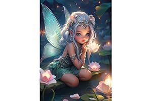 DPHERO DIY Fairy Diamond Painting Kits for Adults,5D Cartoon Diamond Art Kits for Beginners,Round Full Drill Flowers Diamond Painting Art,DIY Painting by Numbers Diamond Art Painting 12x16 inch