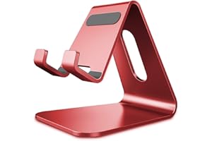 Lucrave Handy-Ständer, Cradle, Halterung, Aluminium-Desktop-Ständer, kompatibel mit Schaltern, alle Smartphones, iPhone 16 15 14 13 12 Mini Pro Max Xs Xr X SE 8 7 6 6s Plus SE 5 5s, Rot