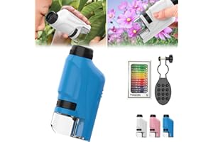 GIENSLRU Le Petiscope Enfant, Petiscope Enfant, Microscope Portatif, Microscope Enfant Portable, Microscope Portable Enfant, Periscope Enfant 60x-120x (Bleu)