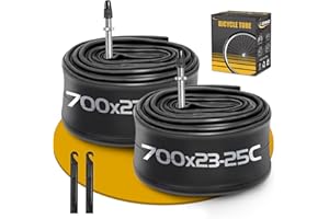 GESINIKAD 2 Pack 700 x 23-25C Road Bike Tubes, Bicycle Tube Compatible with 700 x 23C/24C/25C Bike Tire, Butyl Rubber Inner Tube with 2 Tire Levers for Road Bike