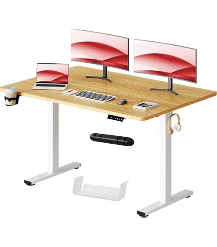 Bureau Assis Debout Électrique 140x60cm TRIUMPHKEY - Table Réglable 71-119cm Avec Mémoire Et Passage Câbles