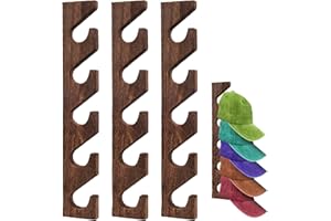 SOEWIOU 3 Pcs Hat Rack for Baseball Caps, Wall Mounted Wooden Hat Storage Organizer Hanger, Wall Vertical Hat Holder Caps Display Rack for Closet Door Bedroom Living Room Entryroom Laundry (Brown Wood)