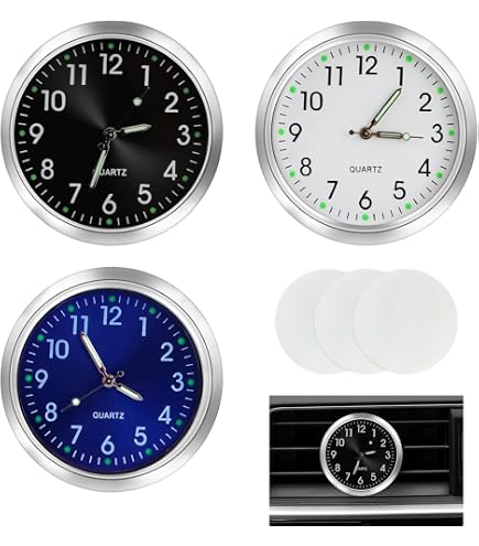 Horloge de voiture - 4,1 cm - Mini horloge à quartz - Lumineuse - Portable - Pour tableau de