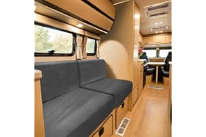SYLC Samt Bezüge Für Wohnwagenpolster, rutschfeste Wohnmobil Sitzbezüge Mit 2 Cord, Sofa Sitzkissenbezug Für Schonbezug Wohnwagen Polster (Dark Gray,Rectangle XL)