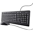 Trust Taro Pack Clavier et Souris Filaires - Clavier AZERTY Français, Résistant aux Éclaboussures, Silencieux, Câble USB de 1