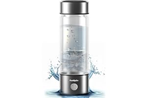 PURE HYDRO Hydrogen Water Bottle | 420ml Capacity | Portable & USB Rechargeable Generator | High Borosilicate Glass & Stainless Steel | Lid Buckle Design & Base with Silicone Pad - PureHydro
