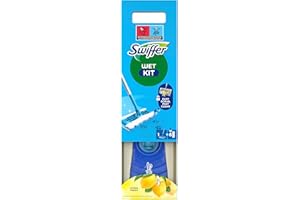 Swiffer Bodenwischer Wet Mop Starter-Set Zur Reinigung Von Böden Mit Schrubbwirkung, Enthält: 1 Bodenwischer, 6 Feuchte Bodentücher