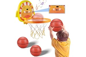 GEWDW Mini Basketball Hoop Toys for Kids Age 3 5 6 7 8 9 10 12 Year Old, Automatic Scoring Indoor Hoop Wall Mounted Basketball Toy with 3 Balls, Net and Pump Indoor Outdoor Sport Toy Set Gifts for Kids Boys