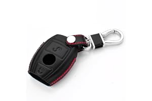 M.JVisun Llave del Coche Real Cuero Funda Protectora Adecuado para Mercedes-Benz A B C E S G M V Clase CLA CLS GLA GLC GLE GLK GL GLS SL SLK SLC Viano Metris Llavero - Cuero - Negro - 2 Botón