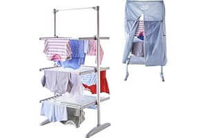 Neo XL Large Indoor Electric 3 Tier Airer Folding Foldable Laundry Clothes Horse Portable Heated Rail Rack Dryer Cover 36 Rails 147 cm…