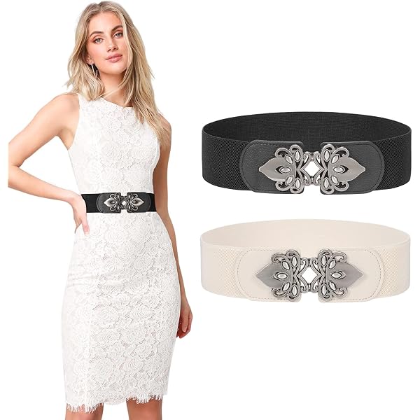 Cintura Elastica Donna Con Fibbia Farfalla E Strass Scintillanti - Cintura Sottile Vita Elasticizzata, Perfetta Come Cintura Da Sposa O Per Abiti E Gonne (Nero, Vestibilità Vita 31,5-40)