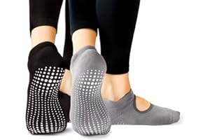 LA Active Grip Chaussettes Antidérapantes - Pour Yoga Pilates Barre Femme Homme - Ballet