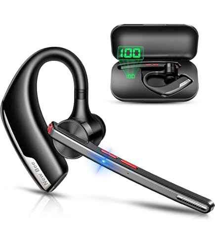 Bluetooth Earbuds, 5V ABS Noise Cancelling LED Digital Display Single Ear Bluetooth Headset With Charging Compartment For Sports