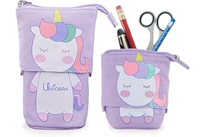 Hillylolly Teleskopisch Mäppchen, Federmäppchen Stehend Kinder, Federmäppchen Reißverschluss 2 in 1, Federtasche Stehend, Pop Up Pencil Case, Einziehbares Mäppchen, für Mädchen Jungen