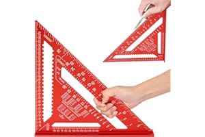 Zythrem Speed Square 12 Inch Rafter Metric Carpenters Aluminum Roofing Square - Builders Framing Triangle Ruler Protractor for Woodworking Angle Measuring Marking