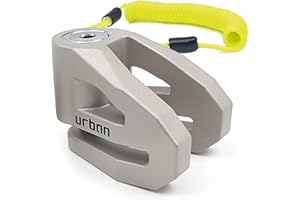 urban UR208T Candado Moto Disco, ø10mm, Diseño Más Ligero y Robusto, Seguridad Compacta y Eficaz, Fácil Bloqueo, Cable Recordatorio, Antirrobo Bloqueo Pinza Disco Freno Bicicleta, Patinete Electrico