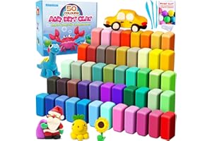 ESSENSON Argilla da Modellare – 50 Colori Pasta Modellabile Magica Essiccante All'aria per Bambini, Regalo per Ragazzi e Ragazze Dai 3 ai 12 Anni
