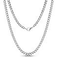 Cadoline Stainless Steel Black, Gold, Silver 3-15mm & 14-30" Mens Cuban Curb Chain Necklace