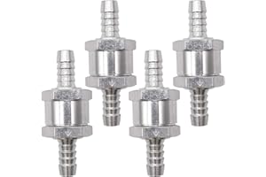 Non Return Check Valve,RoadLoo 4 pcs Silver Aluminium One Way Check Valve 6mm Diameter Hose for Car Auto Carburettor Marine Aluminum Alloy Chrome Low Pressure Ruel Systems (8mm)