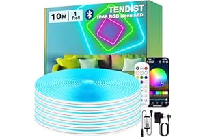 TENDIST 10M Flexible Ruban LED Neon RVB, IP68 Bluetooth 120 LED/Mètre Bande LED Exterieur Etanche avec Sync Musique et Télécommande, DIY Lampe LED Néon pour Cour, Porche, Fêtes, Festivités