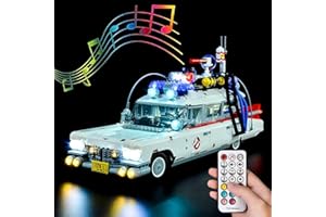 Kyglaring LED Light Kit for Lego Icons Ghostbusters Ecto-1 Car Building Set, The Lighting Set Designed for Lego 10274 Built-in Multiple Light Effect, Nostalgic Collection Gifts(RC Sound Version)